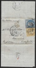 France 1870 Cover to Norfolk, England Par Ballon Monte Oct/1870 picture