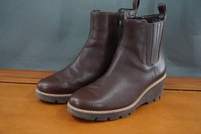 Vionic ARIA Boots Womens Size 7.5 Brown Leather Chelsea Ankle Wedge Side Zip picture