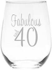 Fabulous and 40 Stemless Wine Glass - 40th Birthday Gift picture