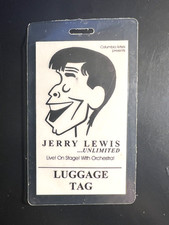FROM JERRY LEWIS' ESTATE: JERRY'S ORIG. OWNED/USED FACE CARICATURE LUGGAGE TAG picture