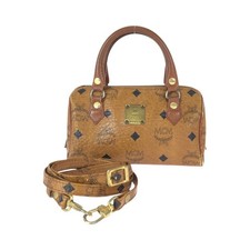 MCM vintage Vicetos 2way Shoulder Bag handbag Brown Camel GoldHardware PVC picture