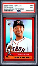 2025 Topps Heritage CAM SMITH #714 RC Rookie Chrome Red 5/5 Astros SSP PSA 9 picture