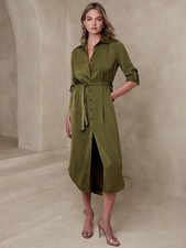 Banana Republic Satin Crepe Maxi Shirt Dress | Size L picture