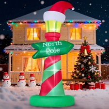Joyin 6Ft Tall Christmas North Pole Sign Inflatable Outdoor Decoration Blow Up picture