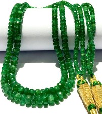 Zambian Green Emerald Faceted Rondelle Beads 2 Layer Emerald Necklace Gemstone  picture
