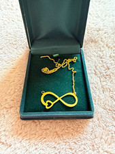 18K Yellow Solid Gold Infinity Necklace picture