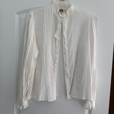 Derndl Oktoberfest Blouse White Vintage From Germany Size 42 Arido Cotton picture