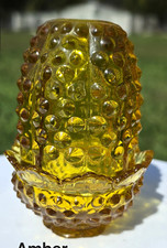Fenton Style RESIN Amber Hobnail Fairy Lamp picture