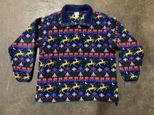 Vintage L.L. Bean Christmas Peace on Earth Snap Fleece Pullover L Grandma picture