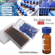 1000/4000/10000Pcs 2mL Glass vial Lab vial Autosampler Vials Sample Vials w/ Cap picture