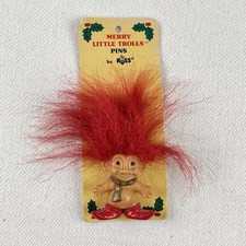 Vintage Russ Merry Little Trolls Christmas Pins 2 Inch New Old Stock NOS picture