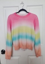 CHANEL 24C CASHMERE SILK PINK YELLOW BLUE CC LOGO SWEATER PULLOVER 40 picture