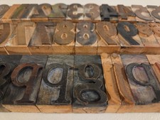 Vintage Wood Letterpress Printing Blocks 36 Pc Numbers Symbols Letters Type Lot picture
