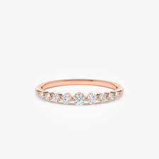 0.22 Ct Natural Round Cut Diamond Eternity Wedding Band Ring 14k Rose Gold picture