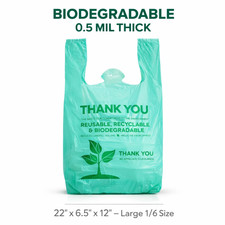 Biodegradable T-Shirt Grocery Shopping Bags Large 22x6.5x12 0.5 Mil Pick Qty picture