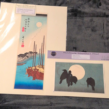 Mokuhanikan Full Moon over Tsukudajima & Crow and Moon Japanese Woodblock Prints picture