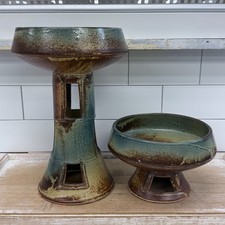 Vintage  Ikebana Vase Set of 2 Mid Century Studio Pottery picture