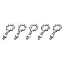 5 Pack Eye Bolts M5 x 16mm Threaded EyeBolt Silver Eye Hooks with Nut picture