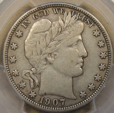 1907 Barber Half Dollar 50c PCGS Certified VF35 picture