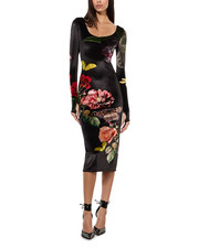 Alice and Olivia Delora Velvet Scoop Neck Midi Dress MSRP $395 picture