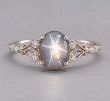 Natural Star Sapphire Ring 925 Sterling Silver Vintage Filigree Jewelry picture