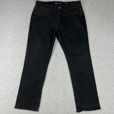 Buckle BKE Jake Straight Fit Jeans Stretch Denim 32x30 Mens Black Thick Stitch picture