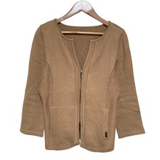 FOXEY NEW YORK Washable Knit Zip Jacket 30567 Size 40 Camel Women USED picture