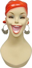 Artistic Vintage Fiberglass Adult Female Smiling Costume Mannequin Head picture