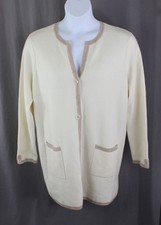 J. McLaughlin NWT Women's Off White Beige Wool Blend Nan Cardigan Sweater XL picture