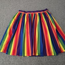 ModCloth 1X Rainbow Stripe Midi Skirt Retro Dopamine Pride Full A-Line picture