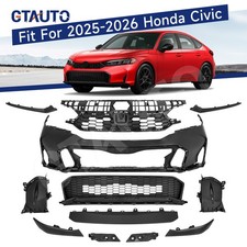 For 25-26 Honda Civic Complete Front Bumper Grill Kit Primed w/Matte Black Bezel picture