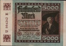 1923 Germany Weimar Republic Hyper Inflation 5000 Mark Banknote picture