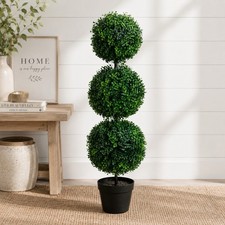 3' Topiary Boxwood Triple Ball Artificial Tree UV Indoor/Outdoor Home Decor. picture