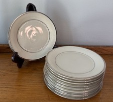 Lenox Solitaire Set of 10 Bone China Plates 6 3/8” Bread & Butter W Platinum Rim picture