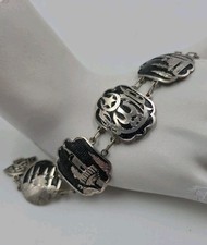 Antique Ottoman 800 Silver Bracelet Arabic Calligraphy Religious Turkish Motifs picture