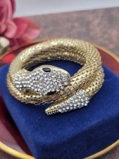 Vintage Mesh Snake Bracelet Gold Tone & Rhinestone Wrap Beautiful picture