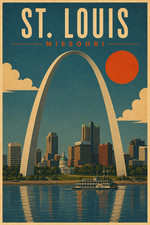 St. Louis Gateway Arch Vintage Travel Poster Missouri Wall Art Print 24x36 picture