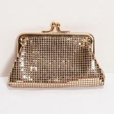 Vintage Whiting Davis Gold Tone Mesh Coin Change Purse with Original Box picture