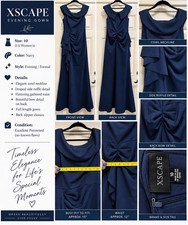XSCAPE Navy Cowl Neck Formal Gown Size 10 picture