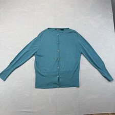 Vintage Harold’s Silk Cardigan Sweater Women’s Medium Teal Button Up picture