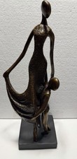 Abstract Figurine Mother & Child  Bronze Tone Textured Poly Resin 13” Tall picture