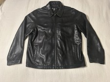 Vintage Eddie Bauer Premium Black Lambskin Leather Jacket - Men's Large Tall picture
