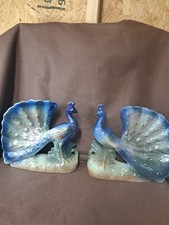 2 Lusterware Peacocks With Fanned Out Tails picture