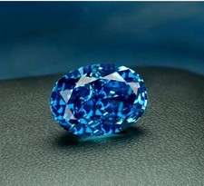 2 CT Oval Cut, Fancy Blue Color VVS1 Diamond Premium Quality gemstone 7x9 mm+Gif picture