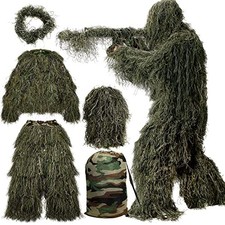 Ghillie Suit 3D Camouflage Hunting Suit Jacket Pants Hood Adult XL/2XL Dense picture