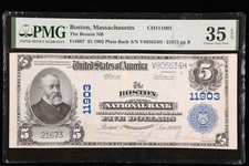 BOSTON $5 FIVE DOLLARS NATIONAL BANK NOTE FR 607 1902 EPQ PMG 35 CHOICE VF picture