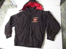 Vintage San Francisco 49ers jacket black full zipper snap on hood Large Logos 7 picture