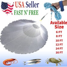 NEW 6/8/10/12/16FT Nylon Fishing Hand Cast Net Bait shrimp Easy Throw 1/2'' Mesh picture
