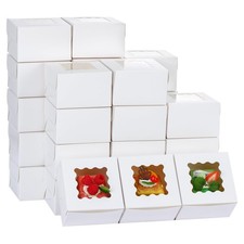 Moretoes 200pcs White Cookie Boxes with Window, 4x4x2.5 Inch Small Bakery Bo... picture