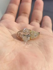 IGI 3 Ct Oval F/VS1 Lab Grown Diamond Women Anniversary Ring 14K Yellow Gold picture